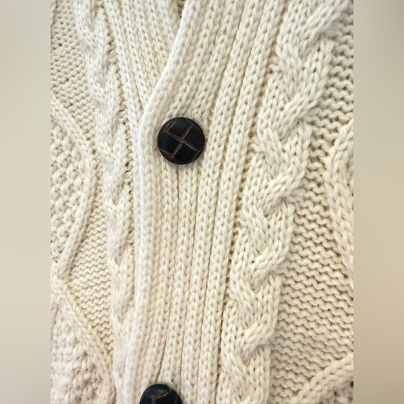 100% Merino Wool Men's Shawl ‎Neck Diamond Ca‎rdigan sz XL The Irish Store Aran - Picture 7 of 10